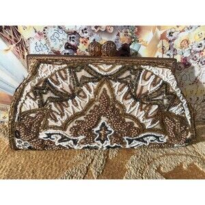 Antique 1900s Beaded Clutch Purse 1910s Edwardian Victorian Wedding Engagement
